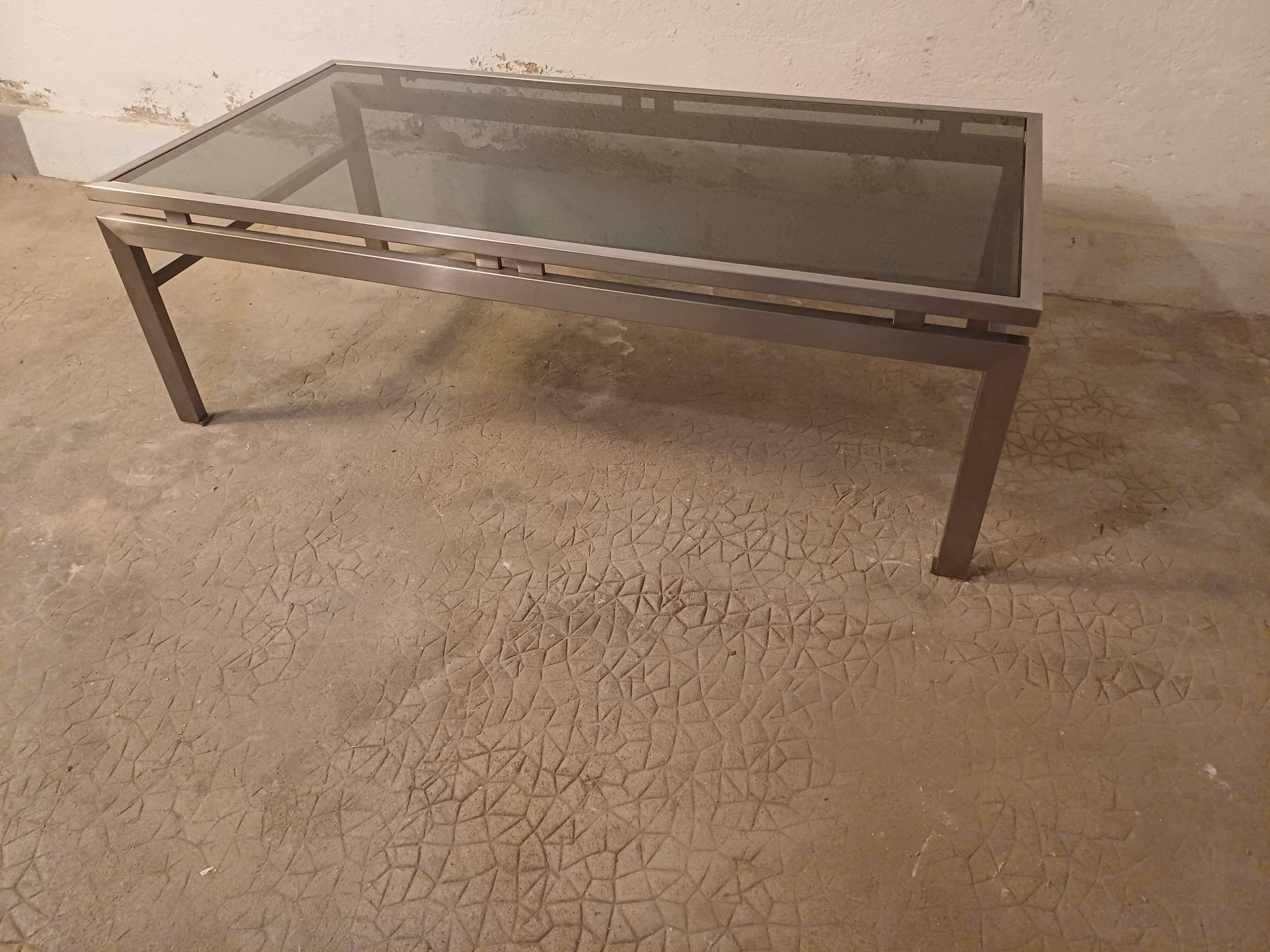 Table basse design vintage verre fumé