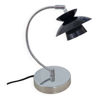 Scandinavian-inspired black and chrome table lamp