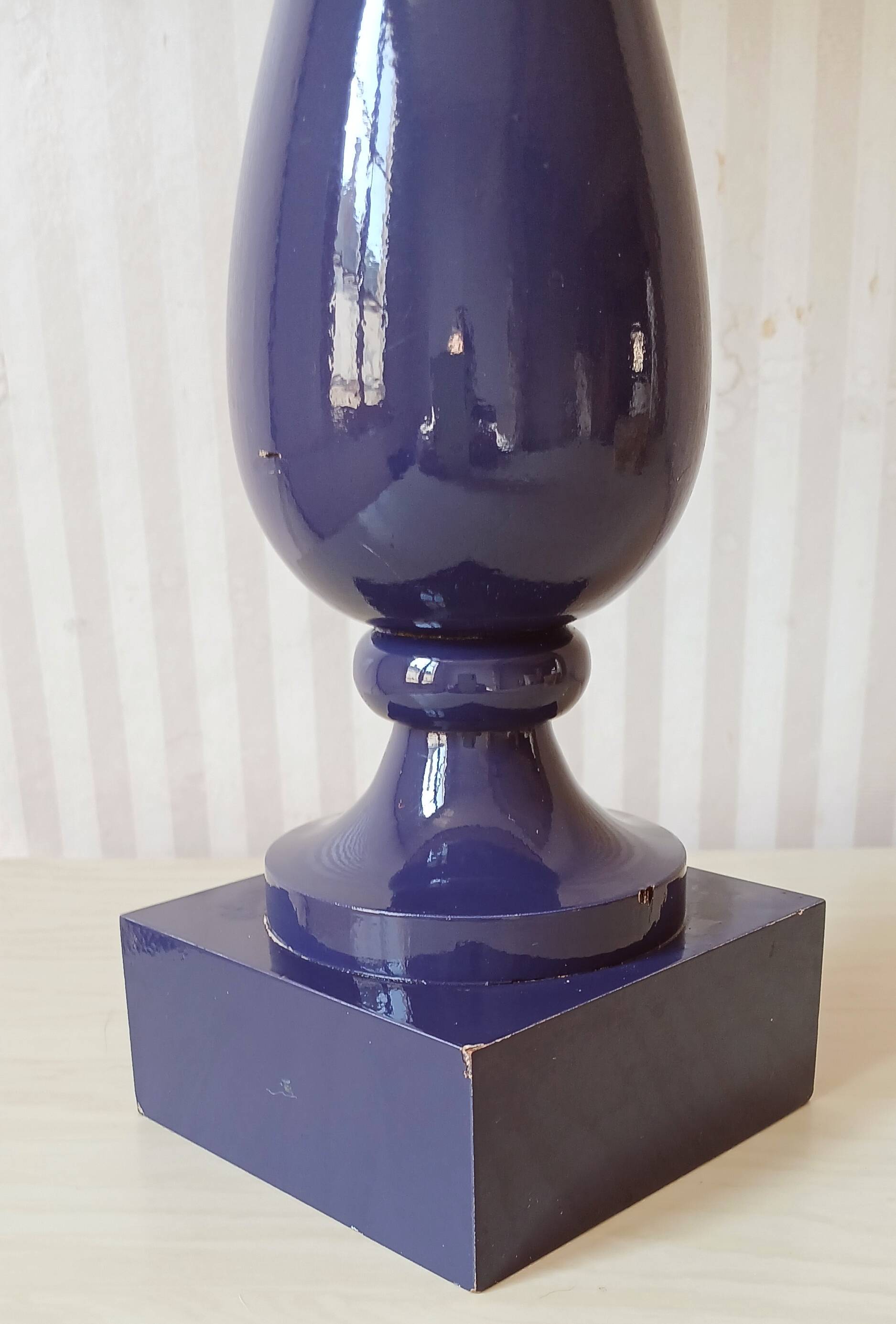 "Violet blue" lamp by Philippe Capelle, original lampshade, circa 1950