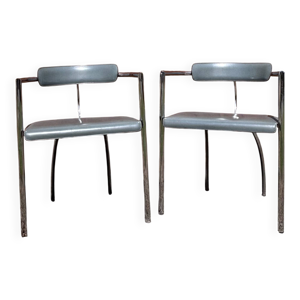 paire de fauteuils vintage - chrome