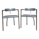 Pair of vintage chrome & grey faux leather armchairs – 1970s design