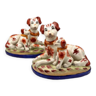 Pair of Staffordshire earthenware dogs