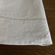 Linen sheet, reserve of antique trousseau, new with openwork and BL modernist L180