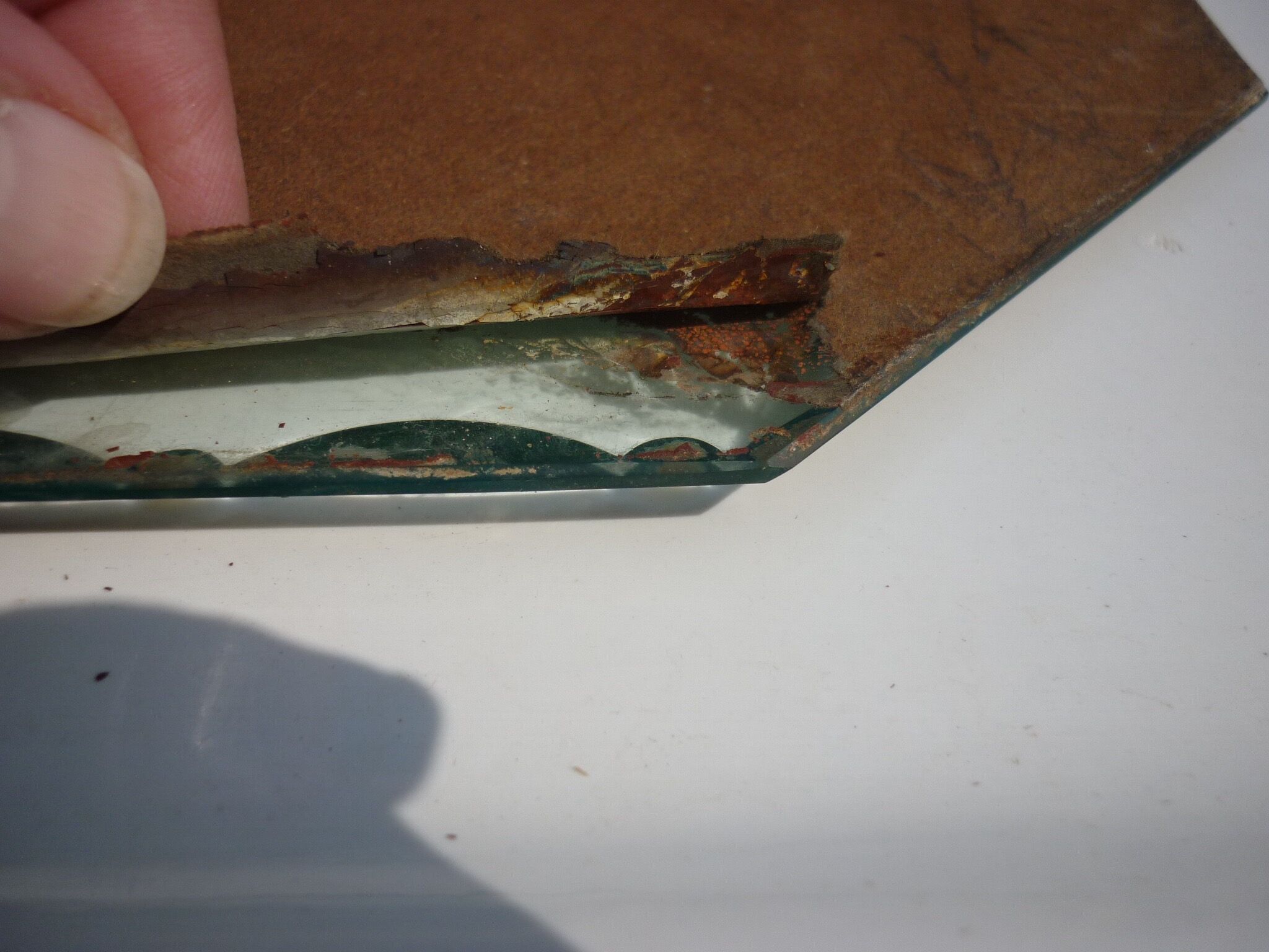 Octagonal mirror to lay, bevelled art deco 42x30