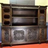 Renaissance bookcase in solid carved walnut circa 1850