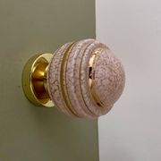 Vintage art deco globe wall or ceiling light in pink and gold Clichy glass