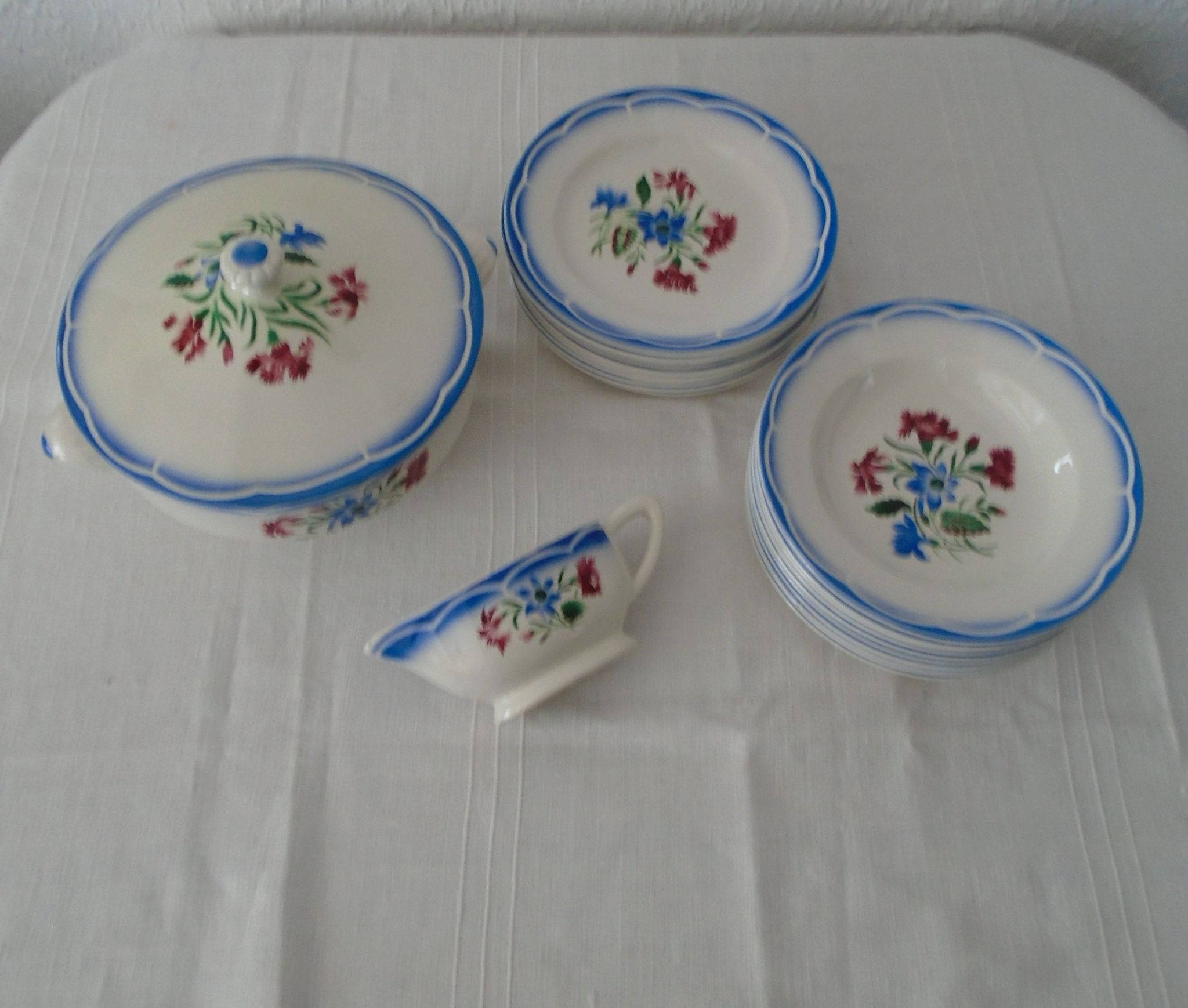 Set of 22 pieces ELORN Sarreguemines Digoin ancient faience