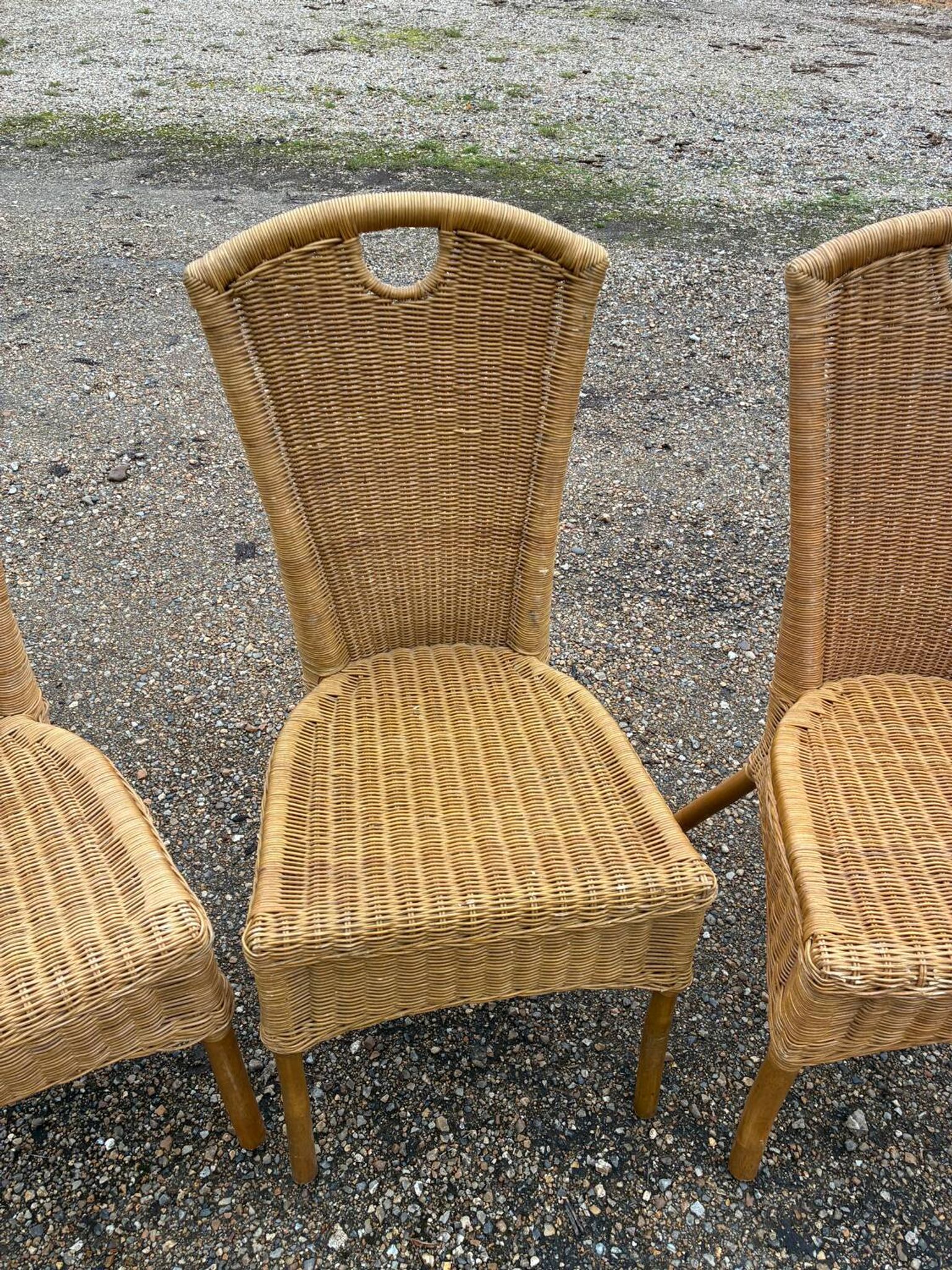 3 rattan and bamboo chairs
