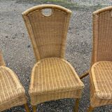 3 rattan and bamboo chairs