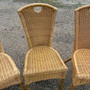 3 rattan and bamboo chairs