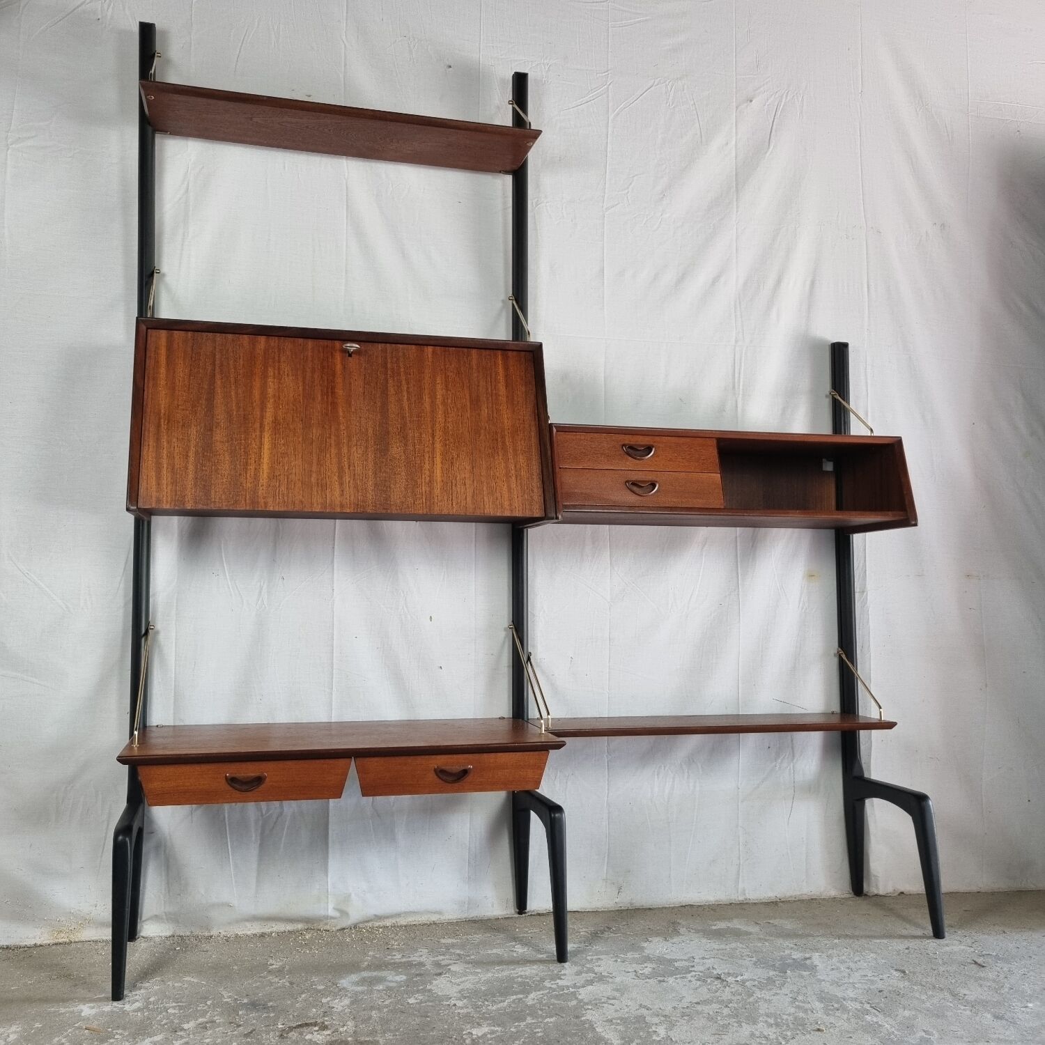 Mid-Century Modern Free Standing Teak Wall Unit by Louis van Teeffelen for WéBé