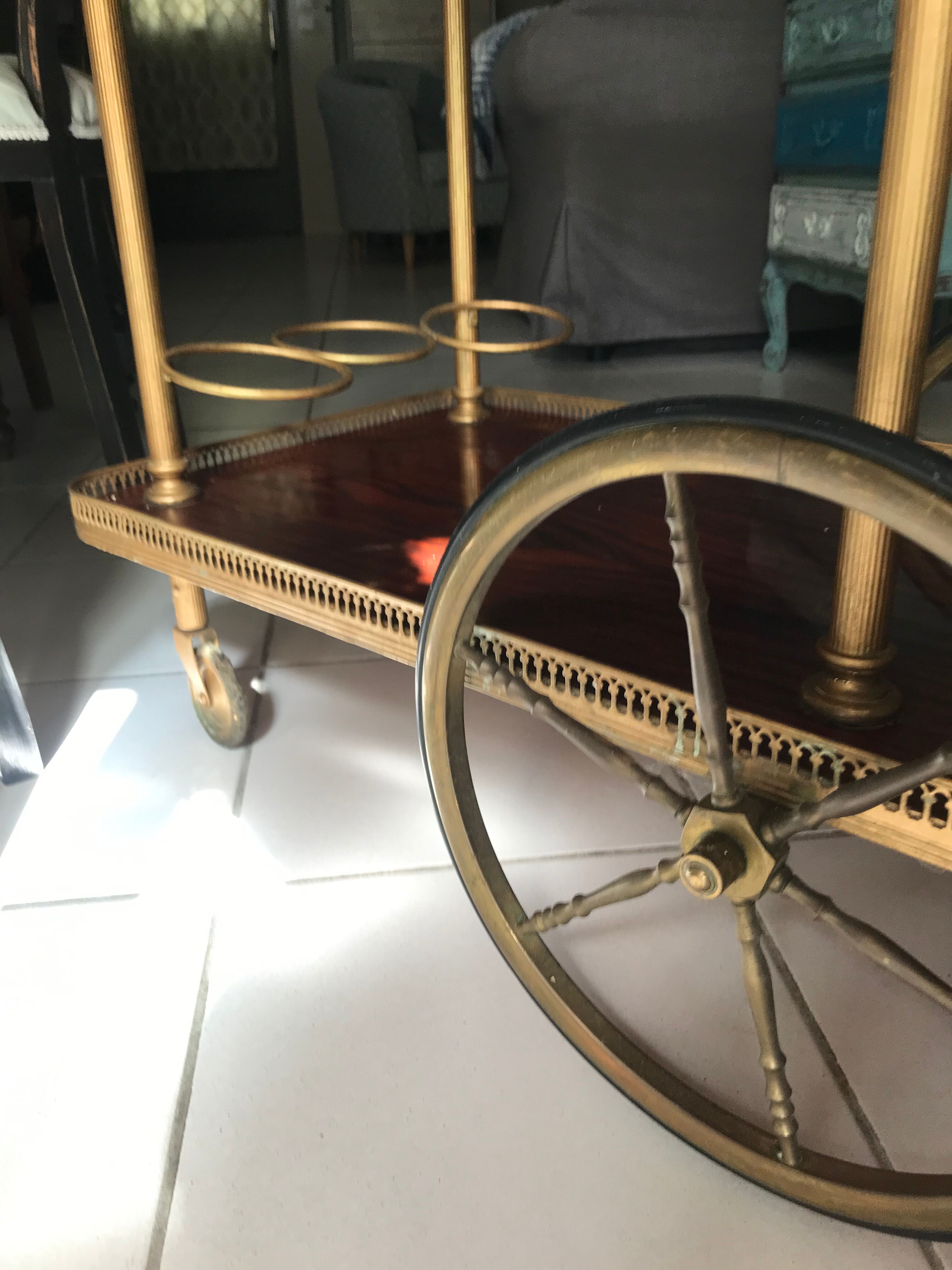 Rolling service wood and brass