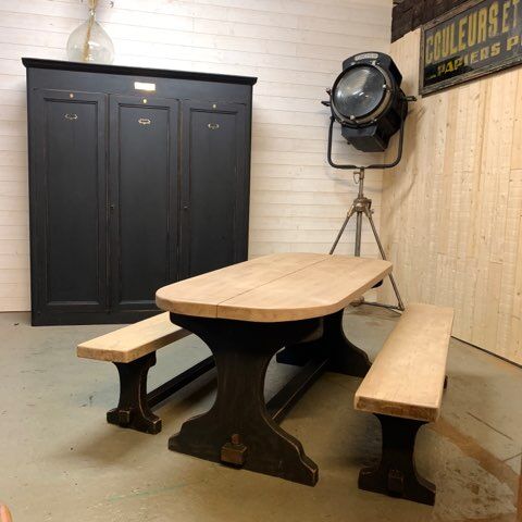Monastery-style craft table and two benches
