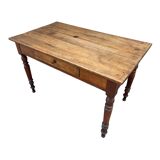 Bistro table in walnut Louis Philippe 1 drawer