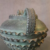 Terracotta vase with ceramic bronze green patina vase