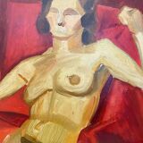 HSP Painting "Nude in the Red Chair" Model Post Cubist Workshop