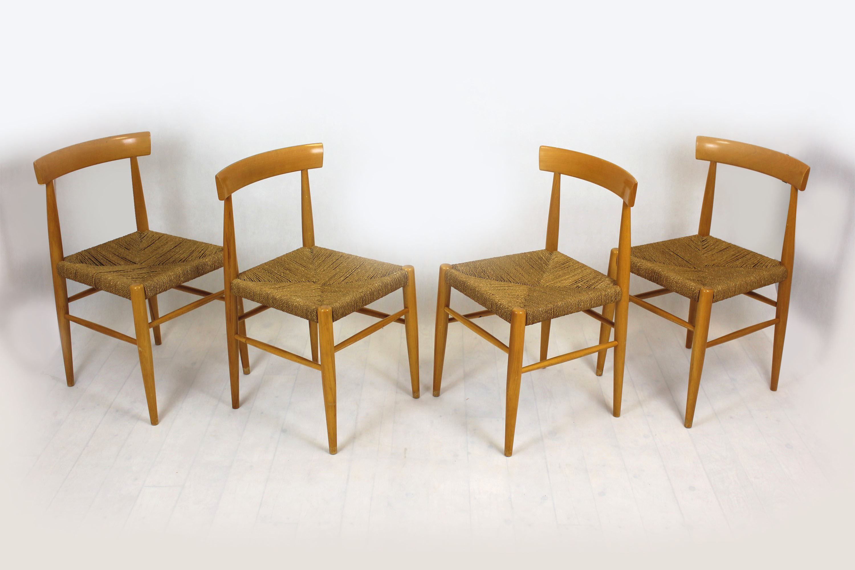 Vintage Czech straw chairs, 1960s, set of 4