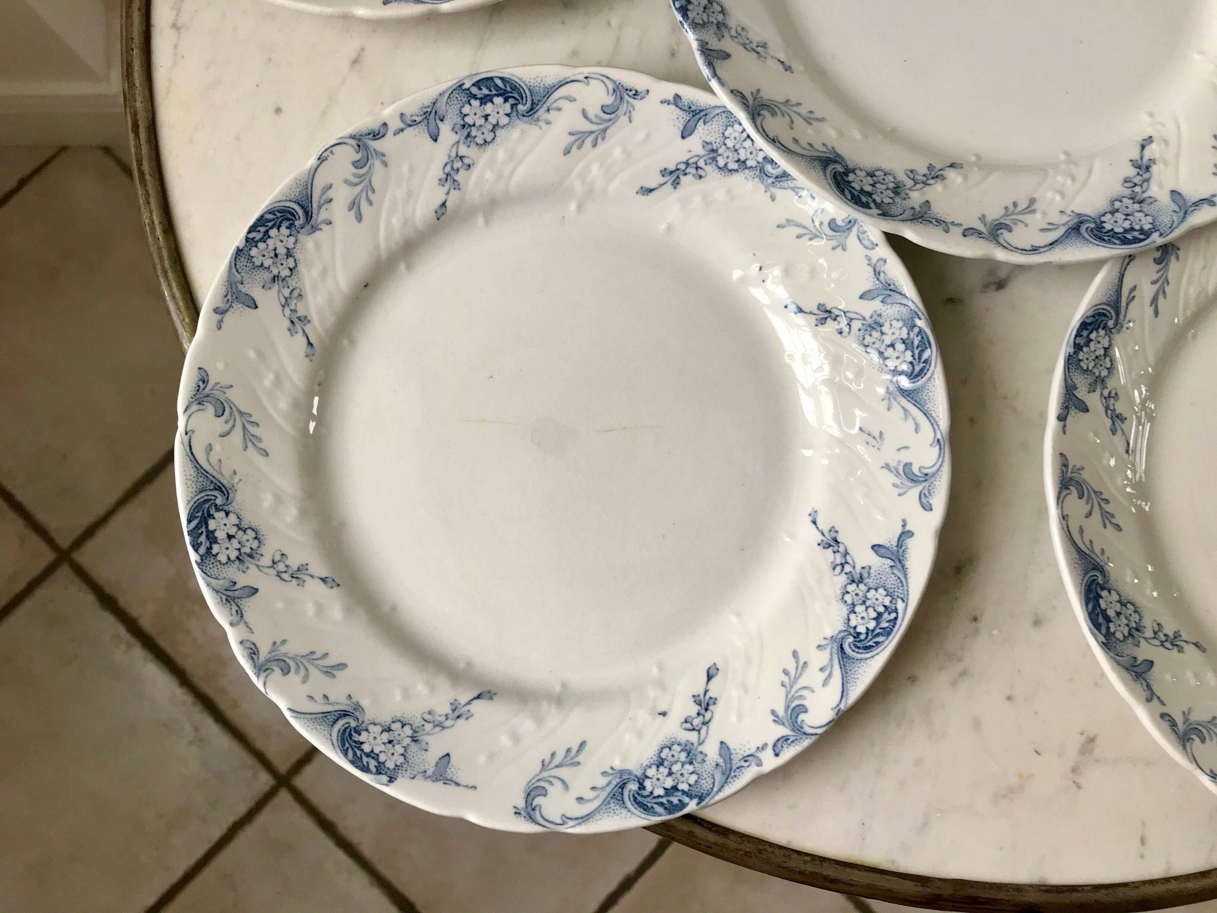 set of 6 dessert plates in K&G Lunéville Ironstone, "Angèle" model, late 19th century