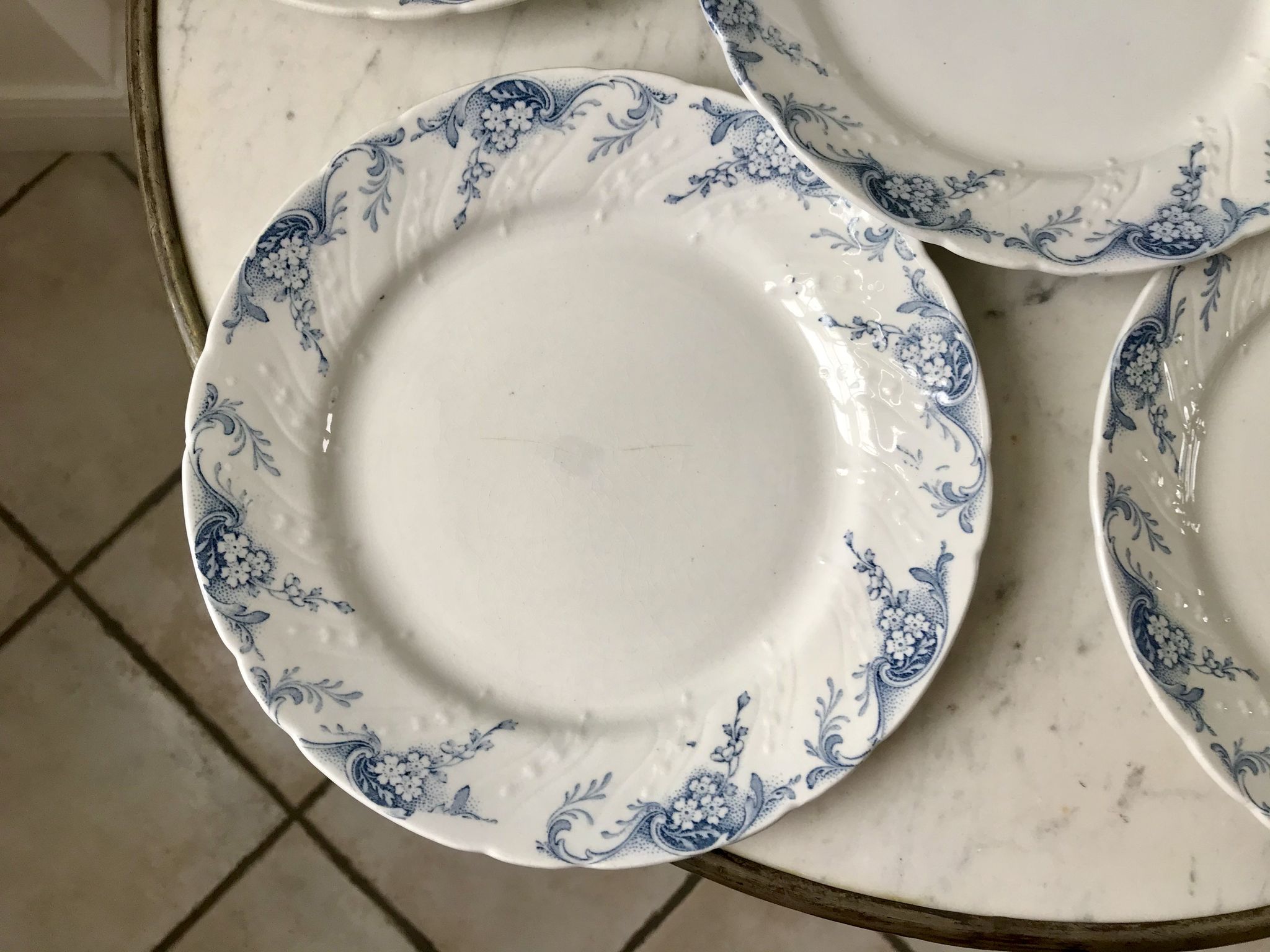 set of dessert plates in K&G Lunéville Iron Earth model "Angèle" late 19th century