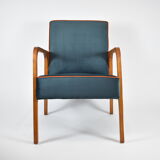 Original vintage armchair, restored, ocean blue velvet, 1960s