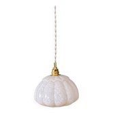 Vintage glass pendant light from Clichy in white.