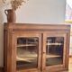 Narrow antique solid wood buffet - glass doors