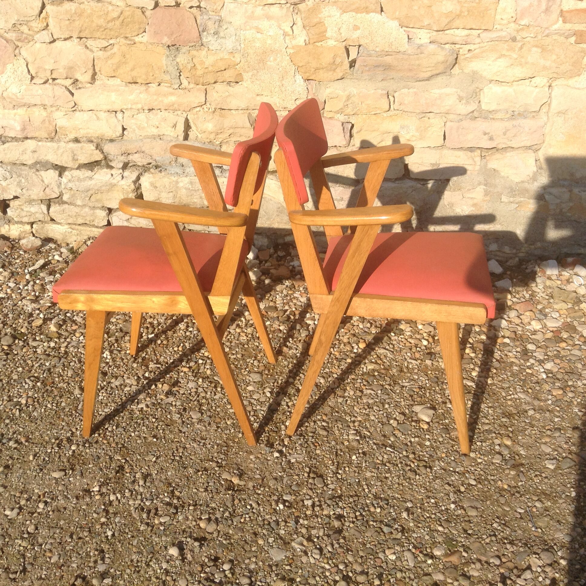 Pair of armchairs seats vintage Red