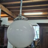 Vintage pendant lamp with a white opaline ball