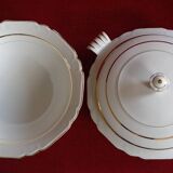 WHITE AND GOLD TUREEN AND SALAD BOWL