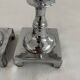 Large antique silver plated candlesticks, square base, pair, classic