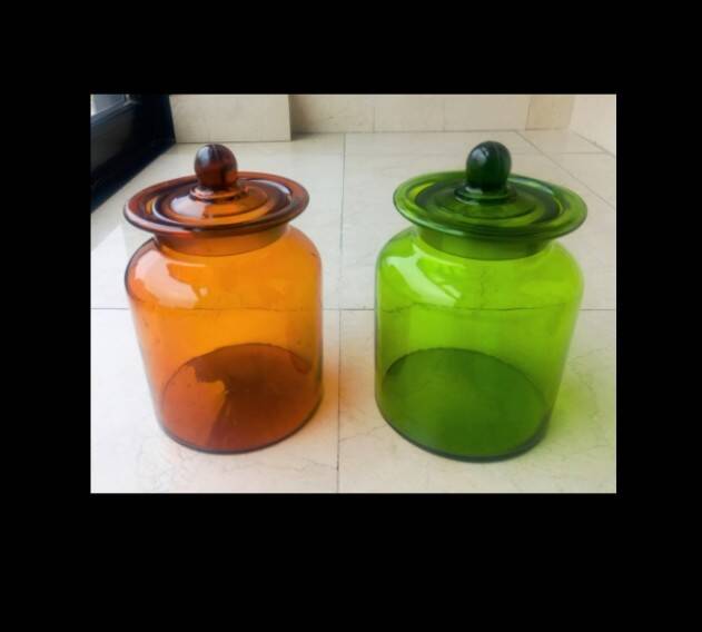Pair Takahashi apothecary jars
