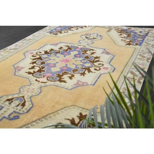 1970s Vintage Turkish Oushak Handmade Wool Cotton Brown Area Rug 135x238