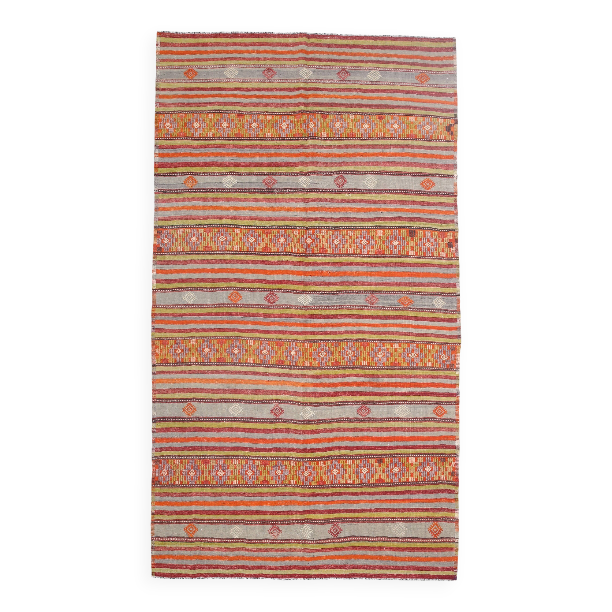 Tapis kilim bohème multicolore – pièce unique faite main, Style folklorique