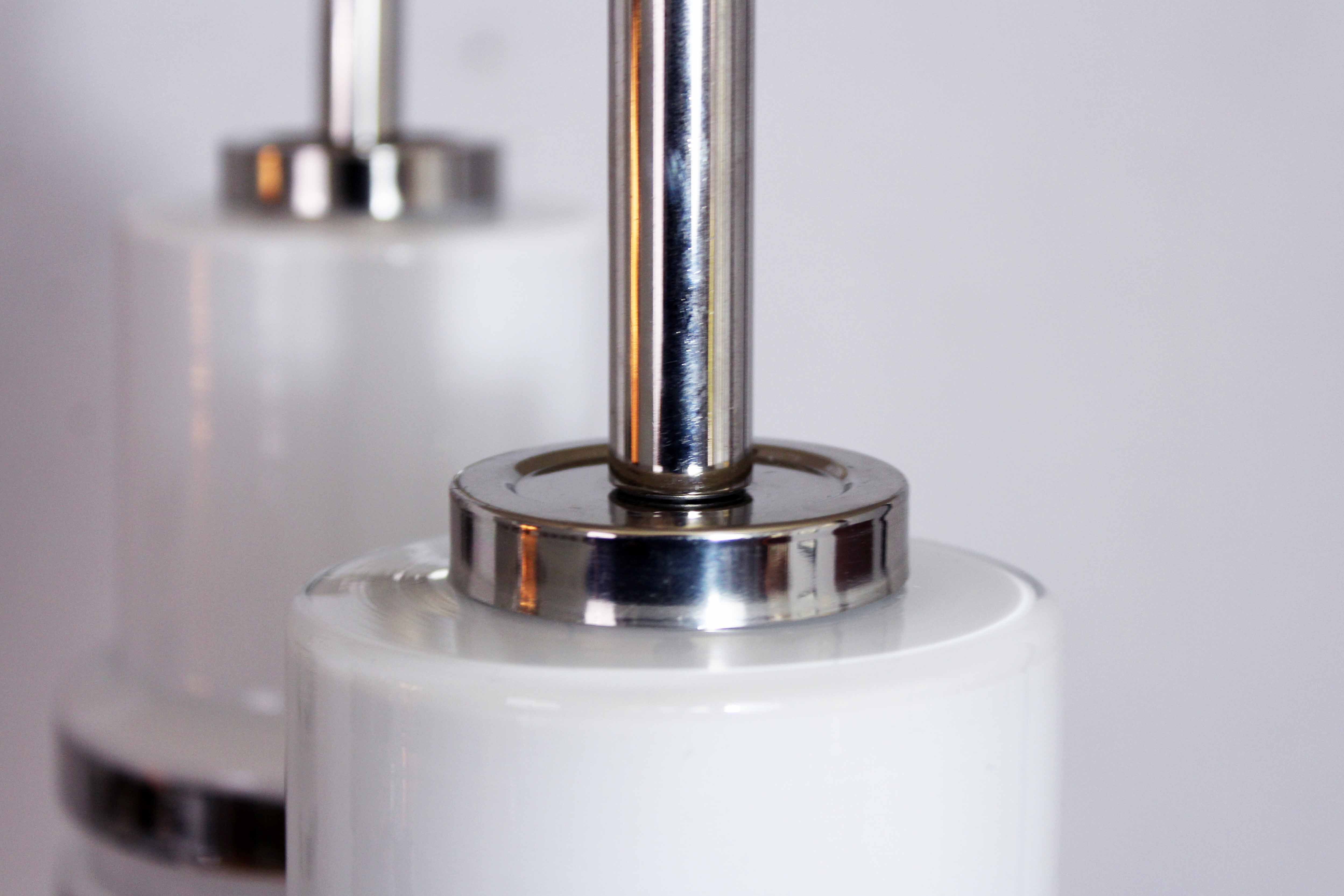 Waterfall suspension in glass and chromed metal