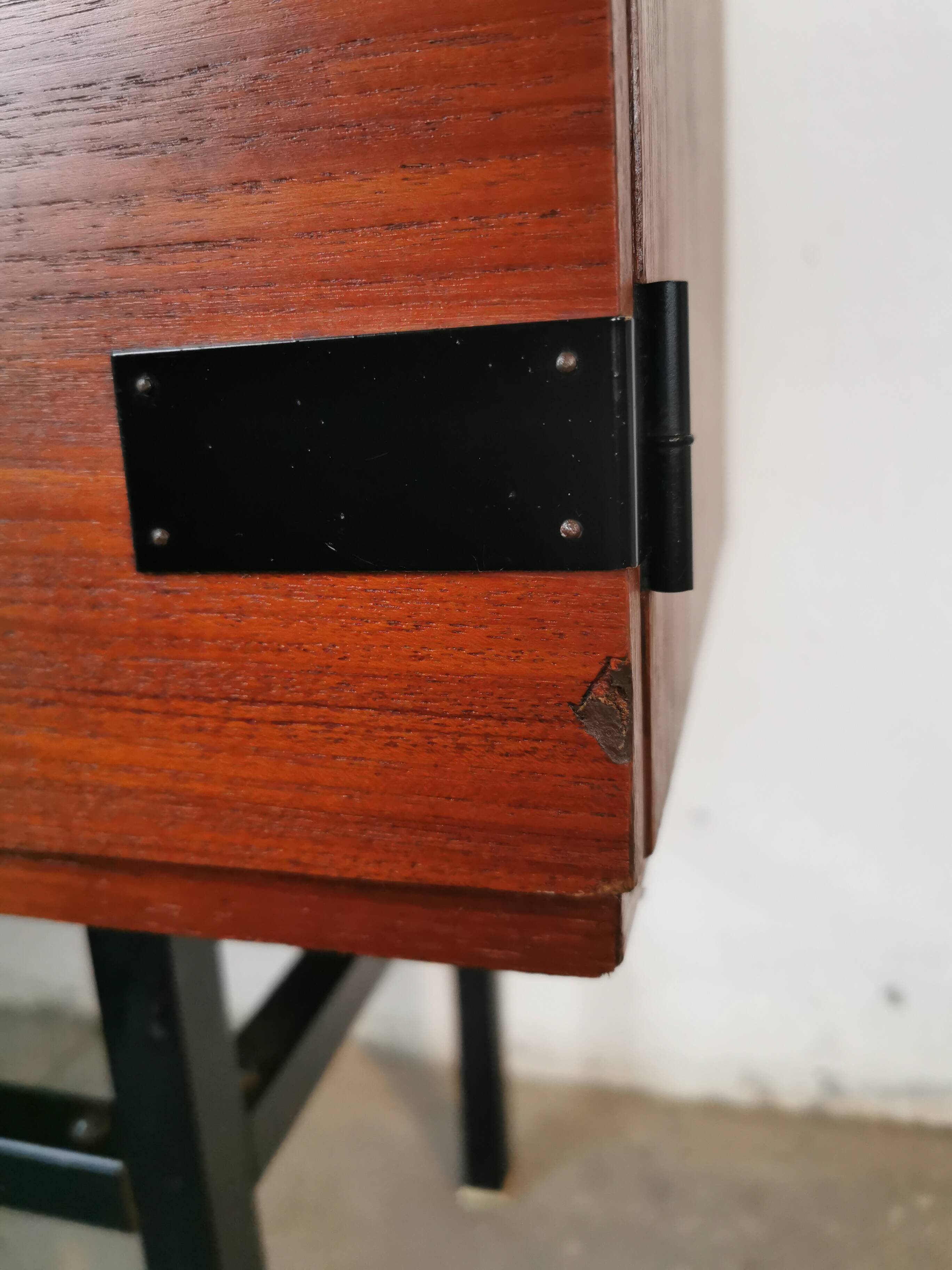 Small teak and metal sideboard, 70s
