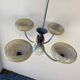 Art Deco opaline wood and metal chandelier