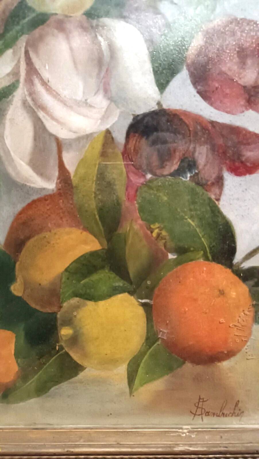 Oil painting on paper depicting roses - signed A. Sambuchi