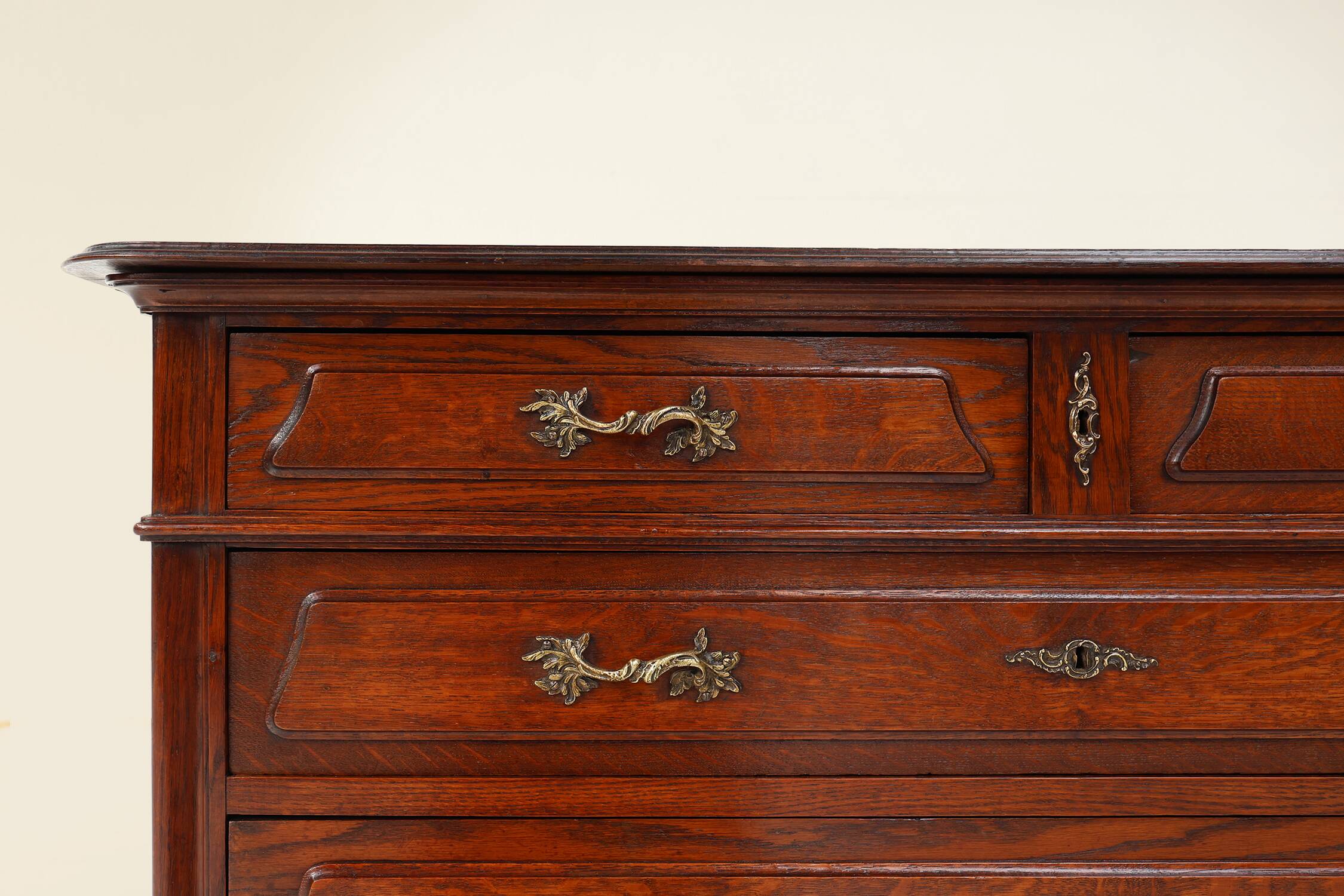 French Antique carved oak chest of drawers