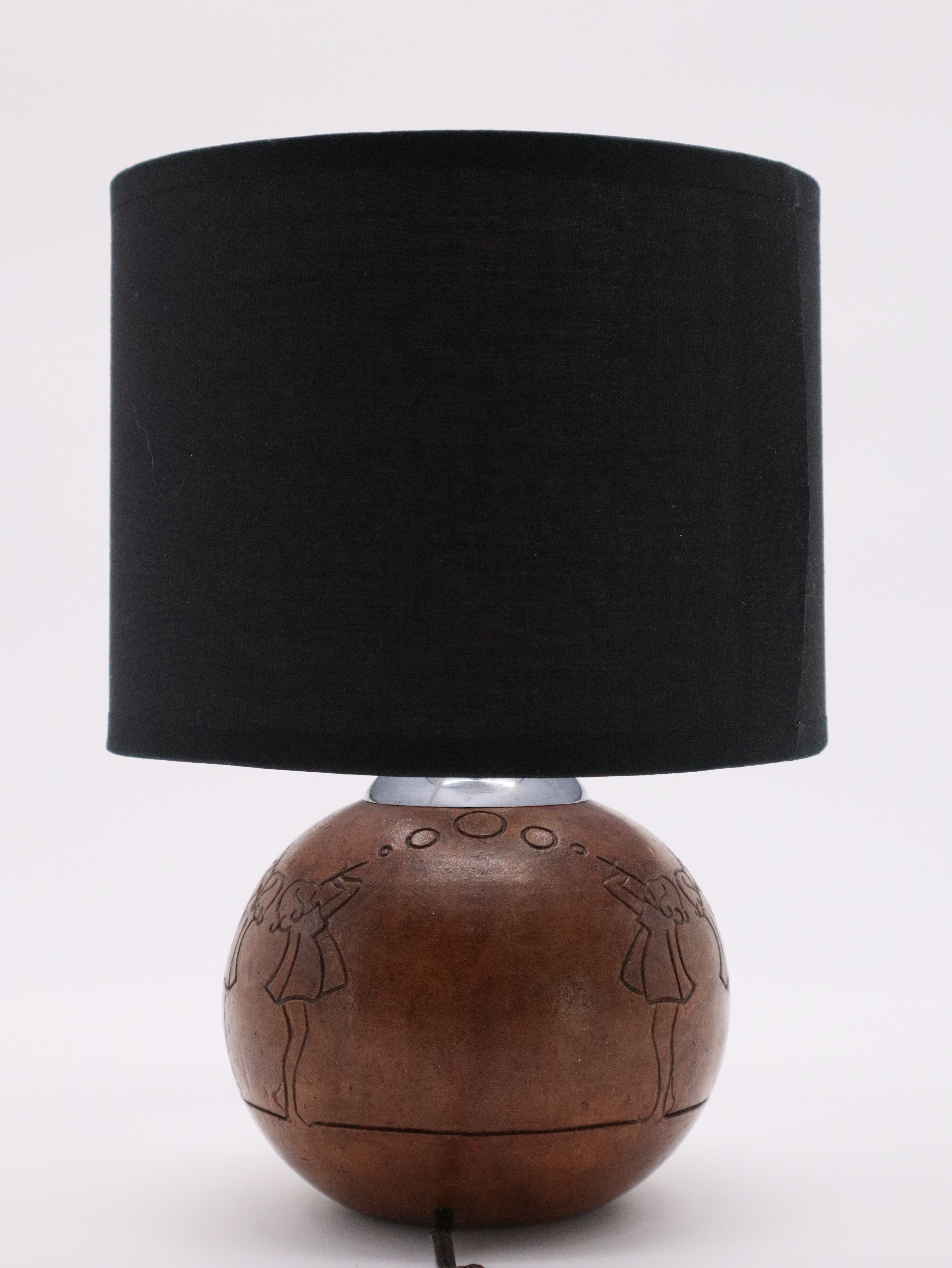 Ceramic lamp decorated with Little Girls Art-Deco 1930