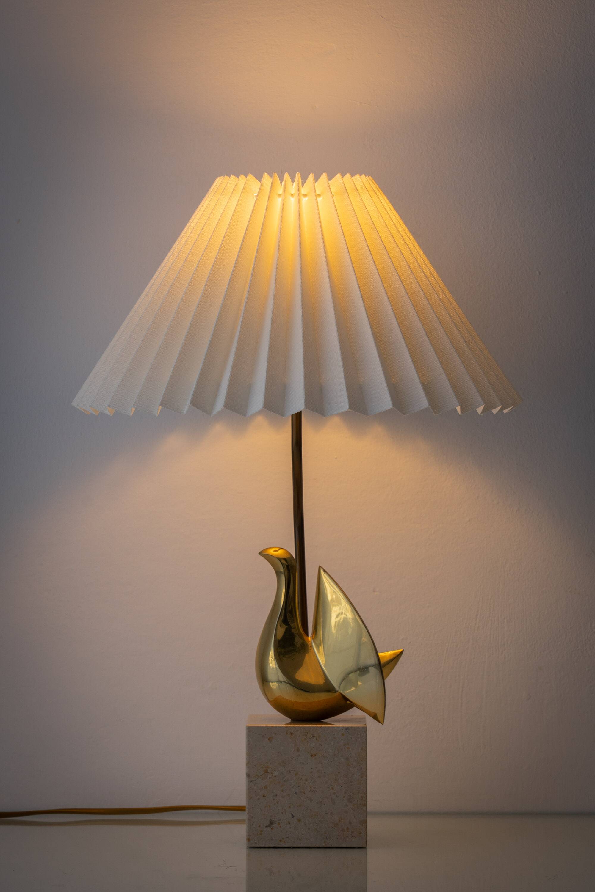Philippe Jean Signed Brass Bird Table Lamp, Limited Edition 201/300, 1980
