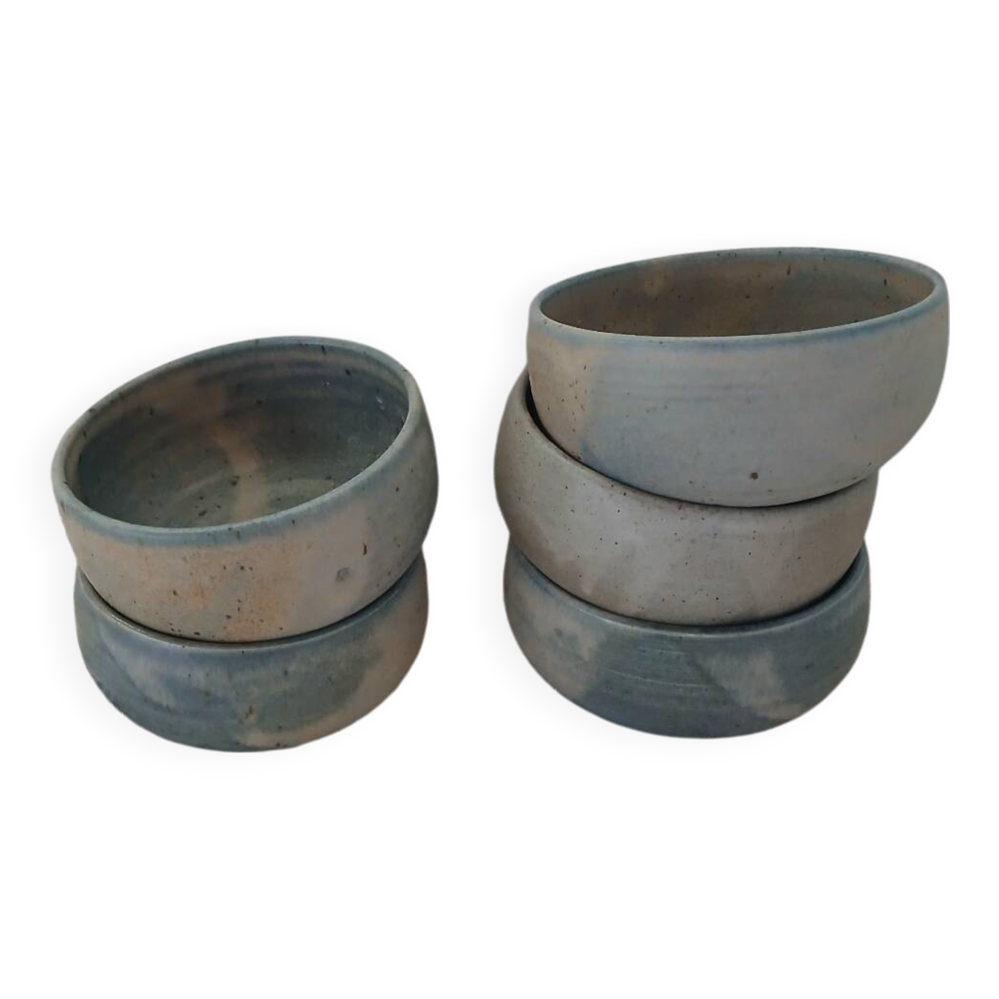 5 antique stoneware bowls