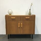 60s oak storage cabinet