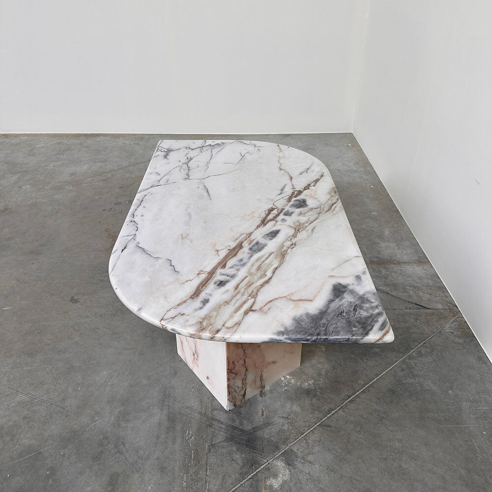 Large Italian postmodern marble coffee table, sculptural vintage stone table, 1980s