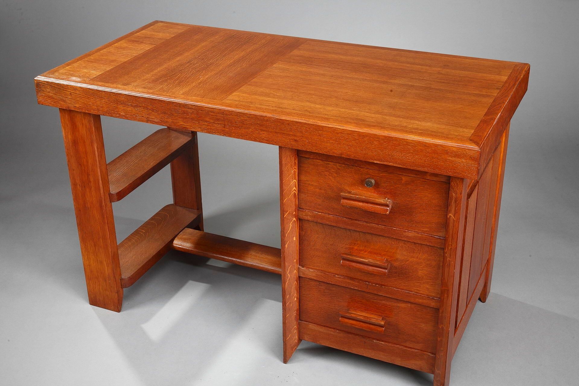 50s oak office by Pierre Bloch and Charles Dudouyt