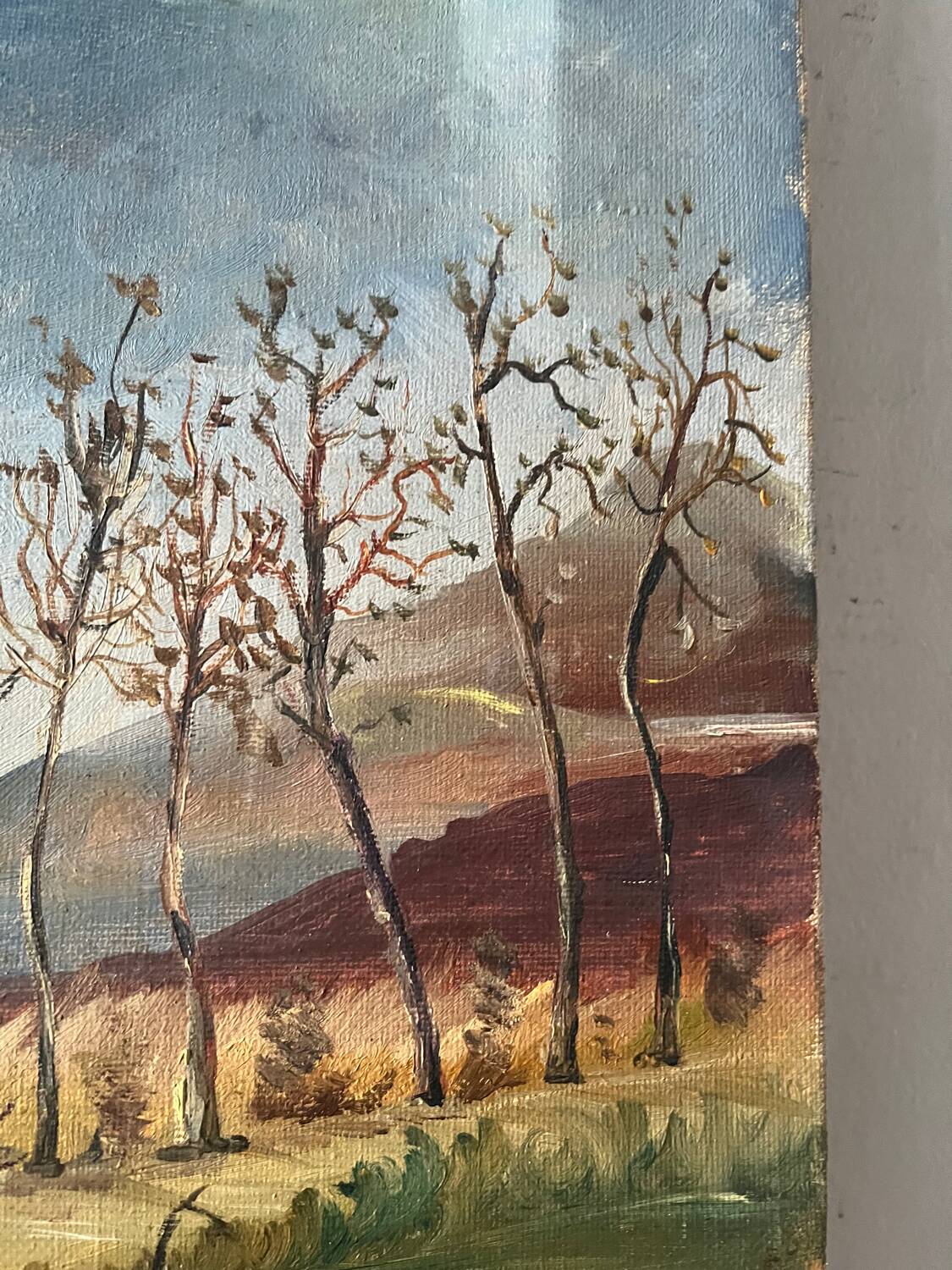 Spring landscape with tree, signed