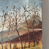 Spring landscape with tree, signed