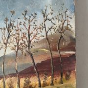 Paysage de printemps avec arbre, signé