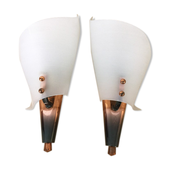 Pair copper vintage sconces 1960s