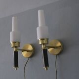 Pair of vintage Swedish brass wall lights by C E Fors for Ewa Varnamo