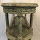 Louis XVI style console in grey/green lacquered wood